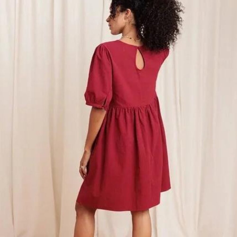 NEW TRADLANDS Nico 2.0 Balloon Sleeve Dress Garnet Size S - Picture 2 of 10